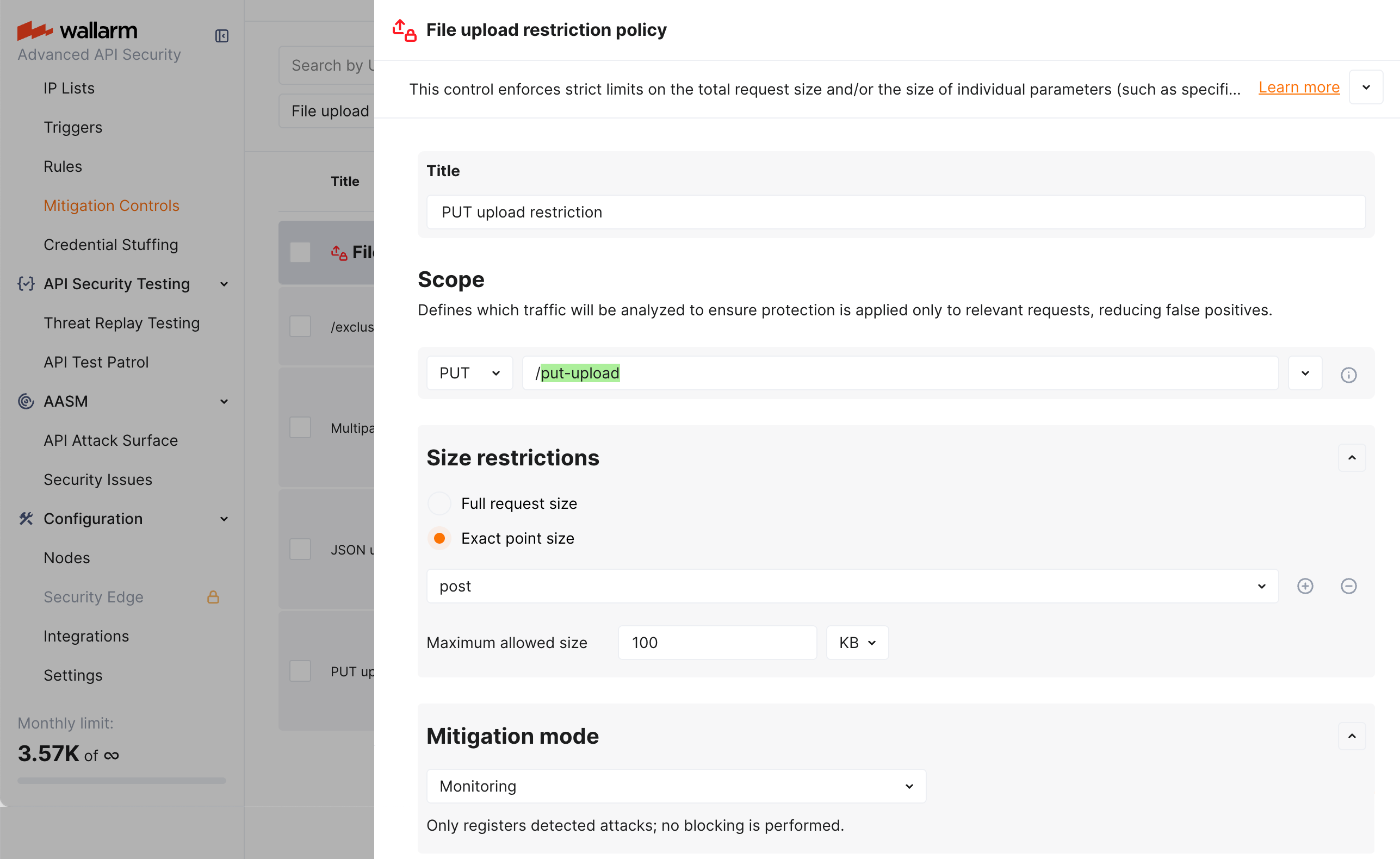 File upload restriction MC - example