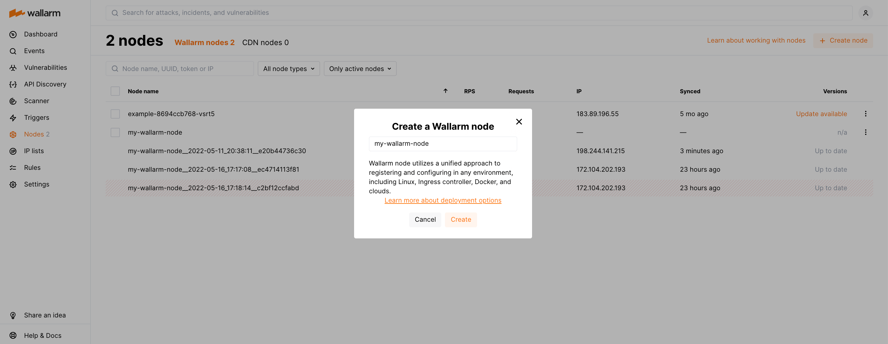 Creation of a Wallarm node
